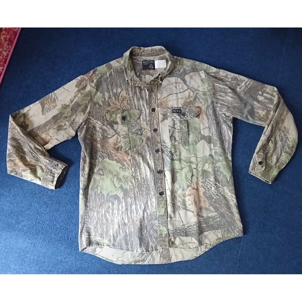 VINTAGE Rattlers Brand Long Sleeve Men's Camo Button Down Shirt